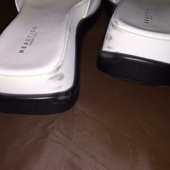 Kenneth Cole Reaction White Leather Platform Casual Slides , US 7, EUC - Picture 3 of 7
